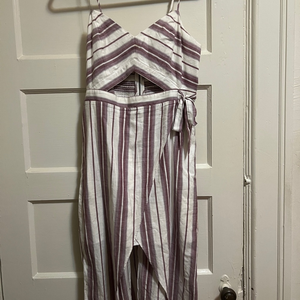 Striped purple/white cut out summer dress
